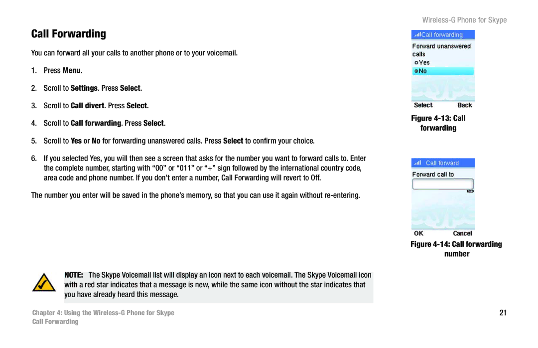 Linksys WIP320 manual Call Forwarding 