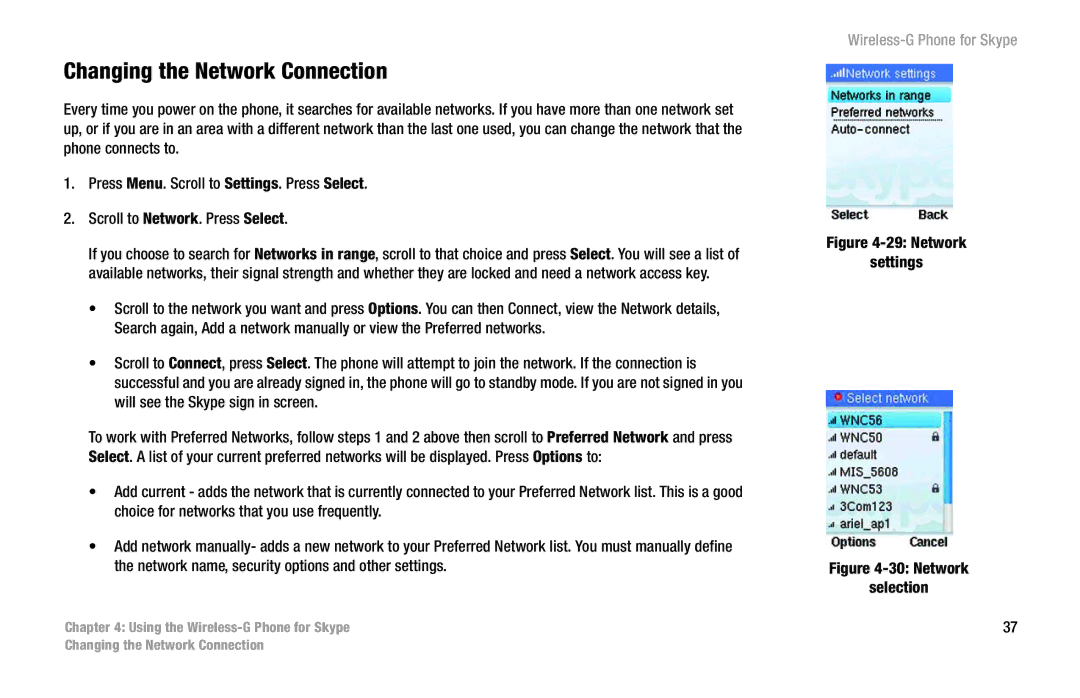 Linksys WIP320 manual Changing the Network Connection, Network Settings 