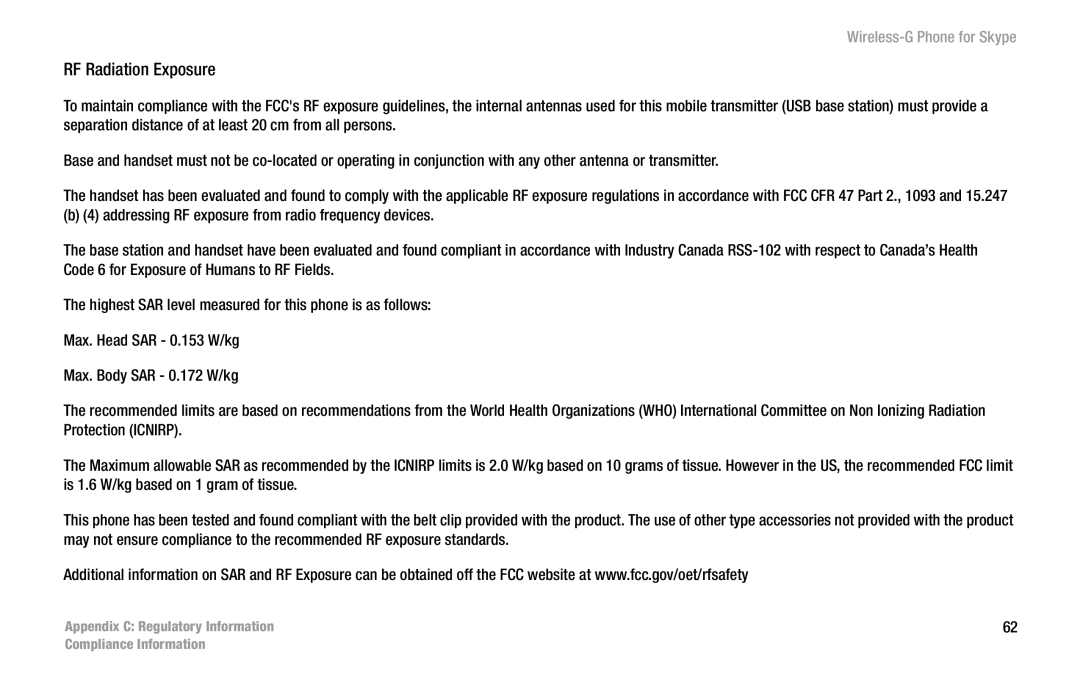 Linksys WIP320 manual RF Radiation Exposure 