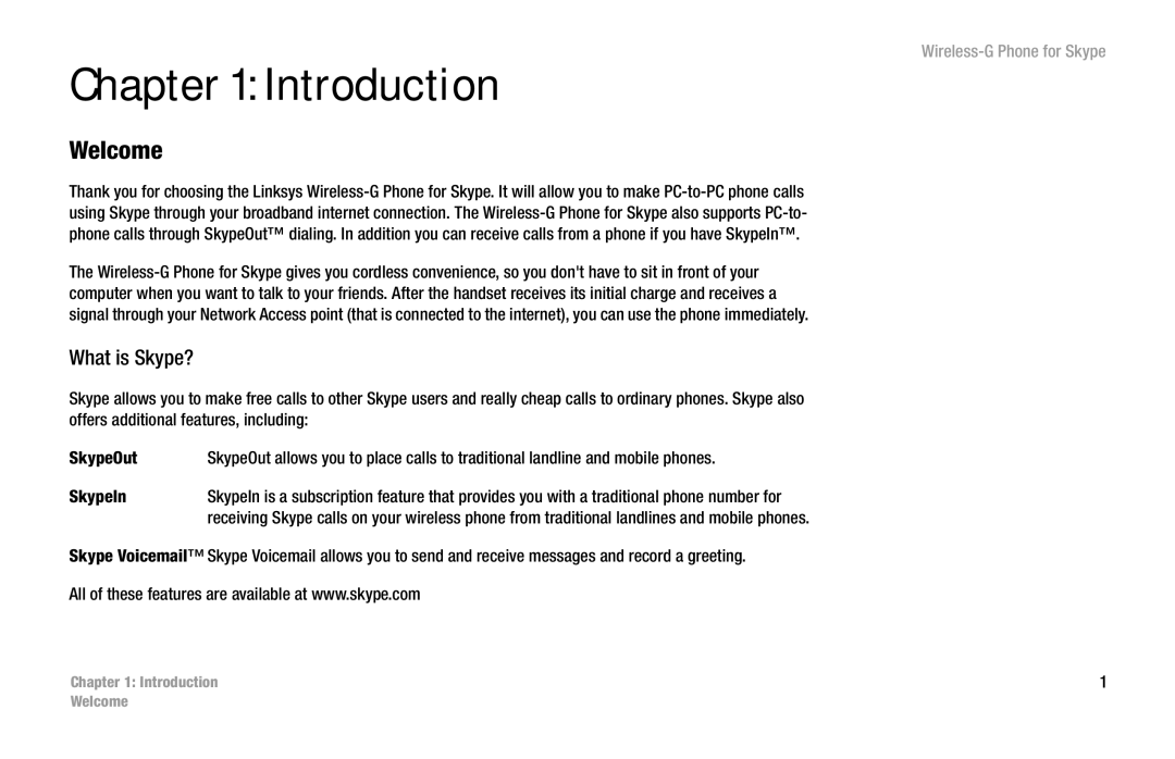 Linksys WIP320 manual Introduction, Welcome, What is Skype? 