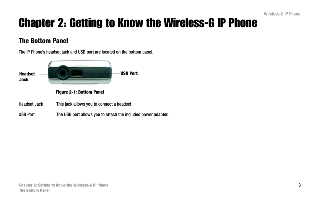 Linksys WIP330 manual Getting to Know the Wireless-G IP Phone, Bottom Panel 