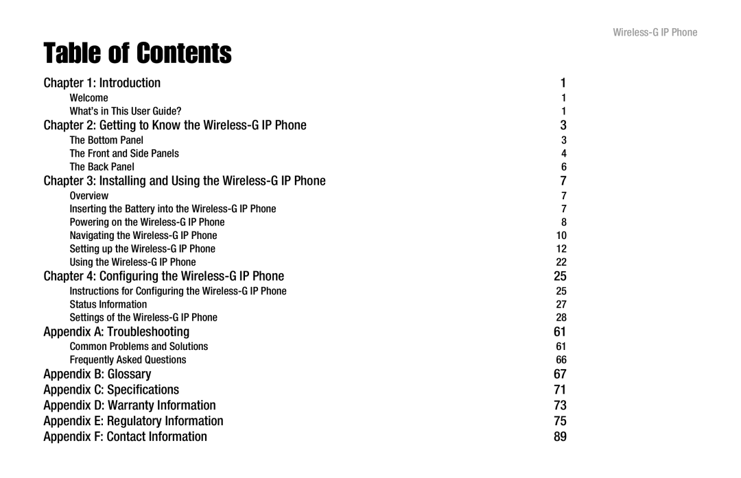 Linksys WIP330 manual Table of Contents 