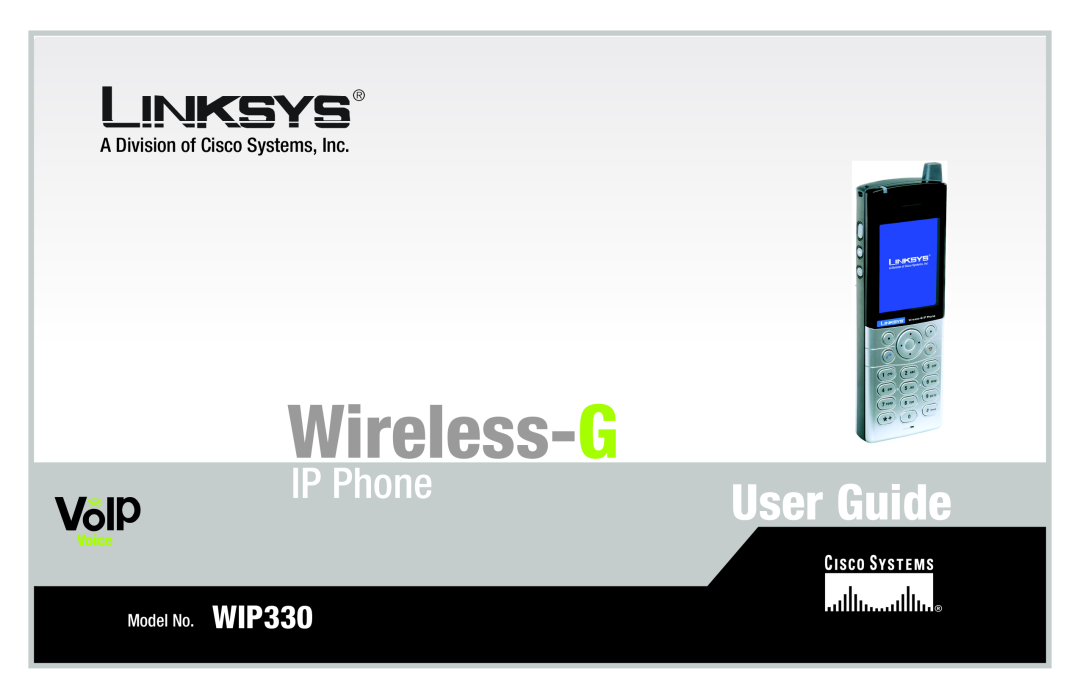 Linksys manual Wireless- G, User Guide, IP Phone, Voice, Model No. WIP330 