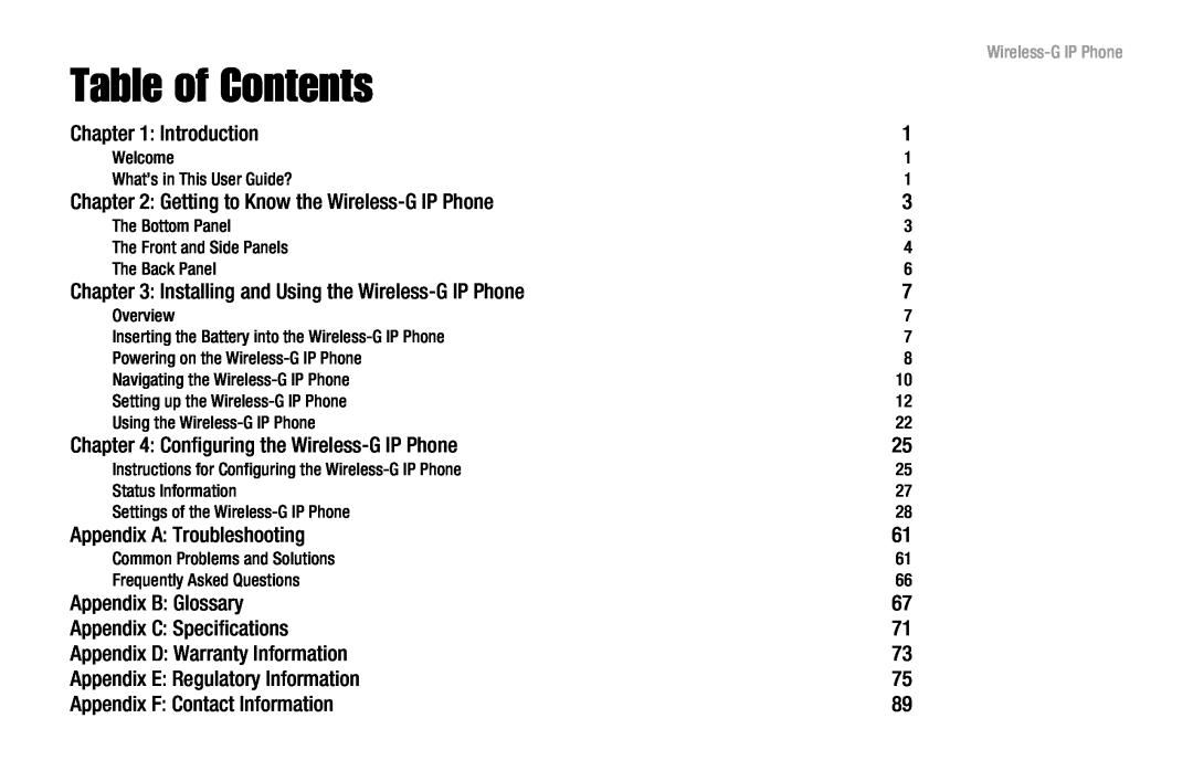 Linksys WIP330 manual Table of Contents 