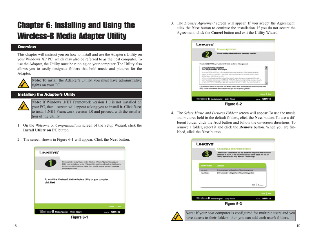 Linksys WMA11B manual Installing and Using the Wireless-B Media Adapter Utility, Installing the Adapter’s Utility 