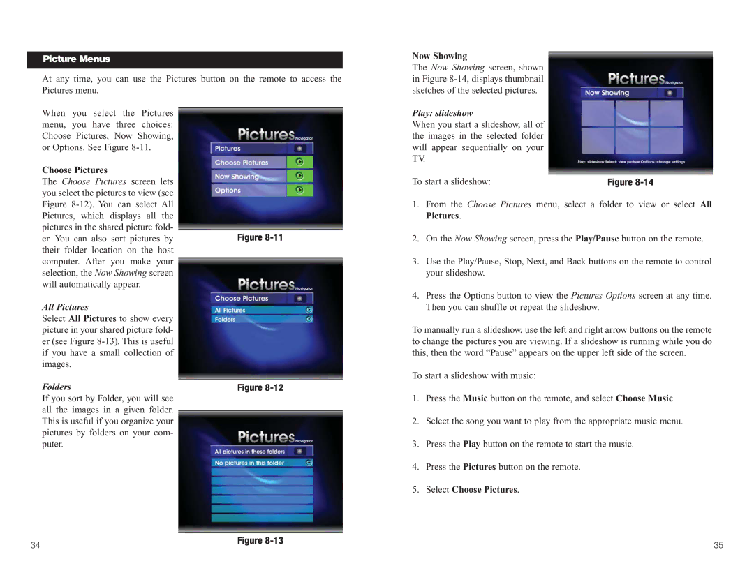 Linksys WMA11B manual Picture Menus, All Pictures, Play slideshow 