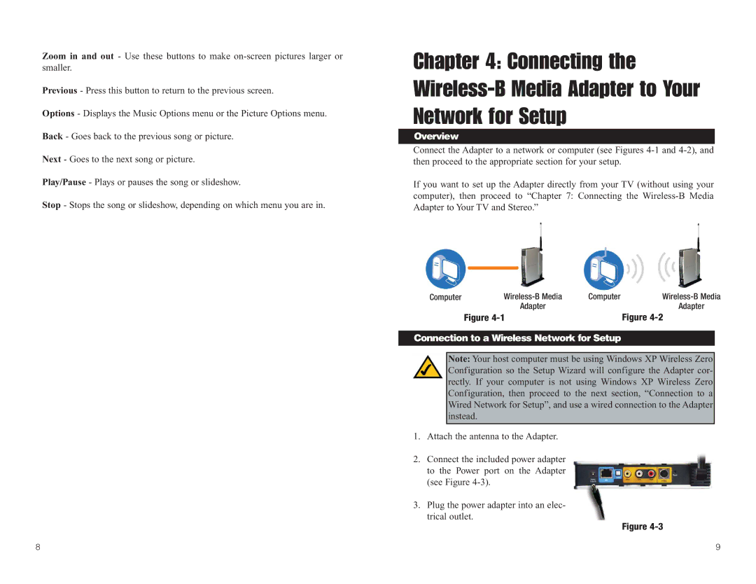 Linksys WMA11B manual Overview, Connection to a Wireless Network for Setup 