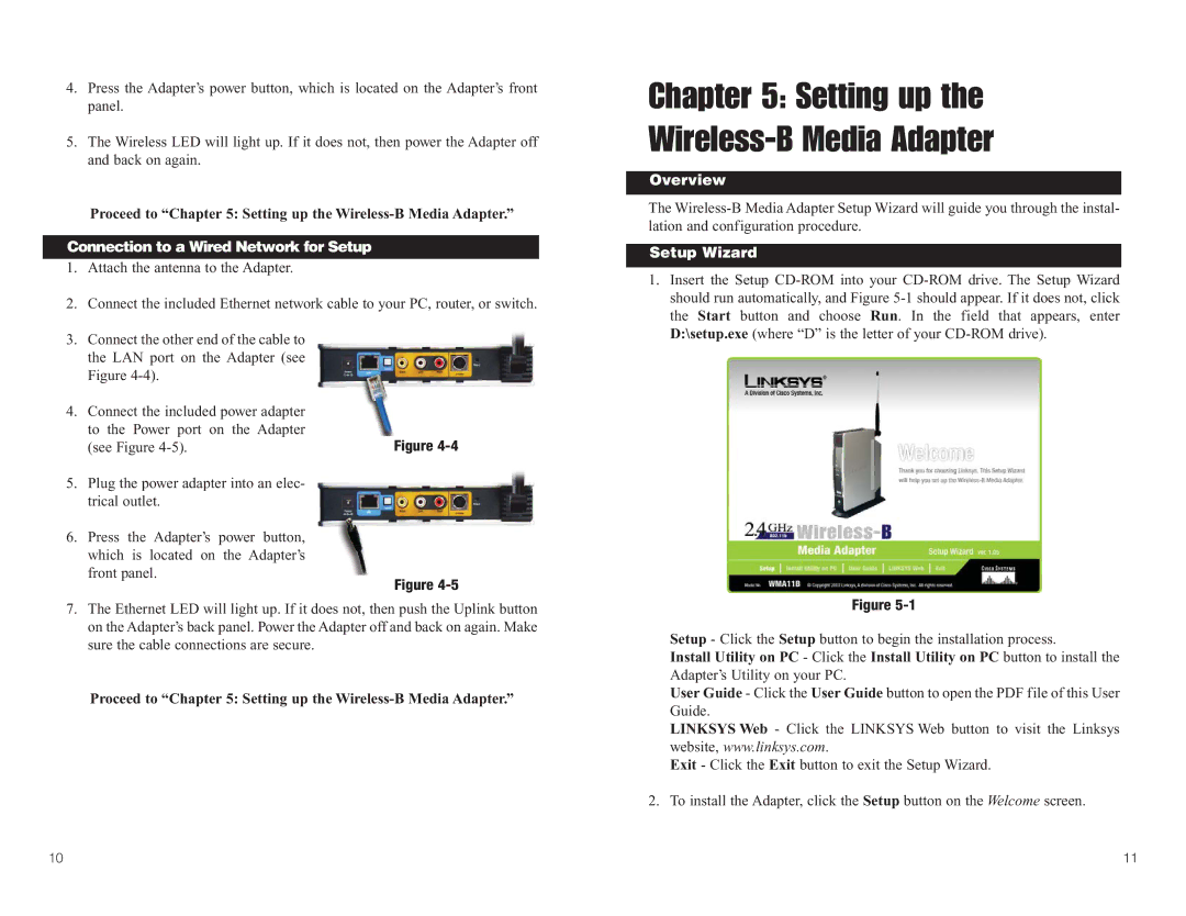 Linksys WMA11B manual Setting up Wireless-B Media Adapter, Proceed to Setting up the Wireless-B Media Adapter, Setup Wizard 