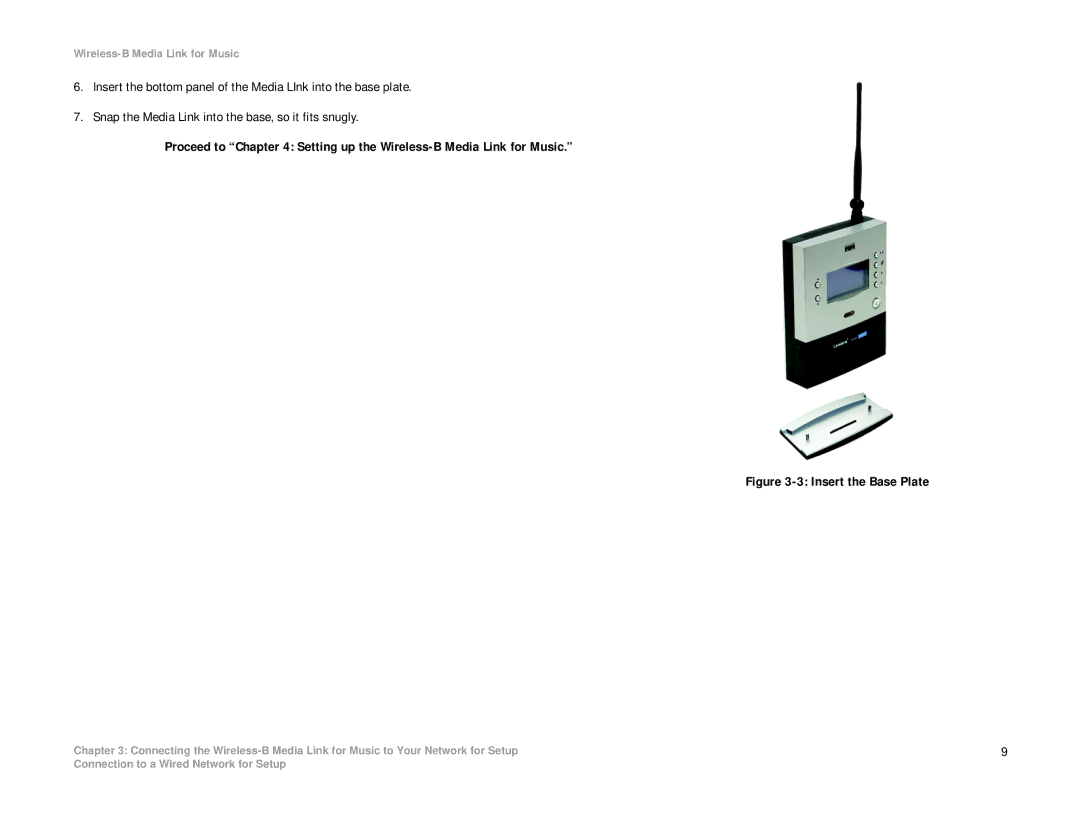 Linksys WML11B, WMLS11B manual Insert the Base Plate 