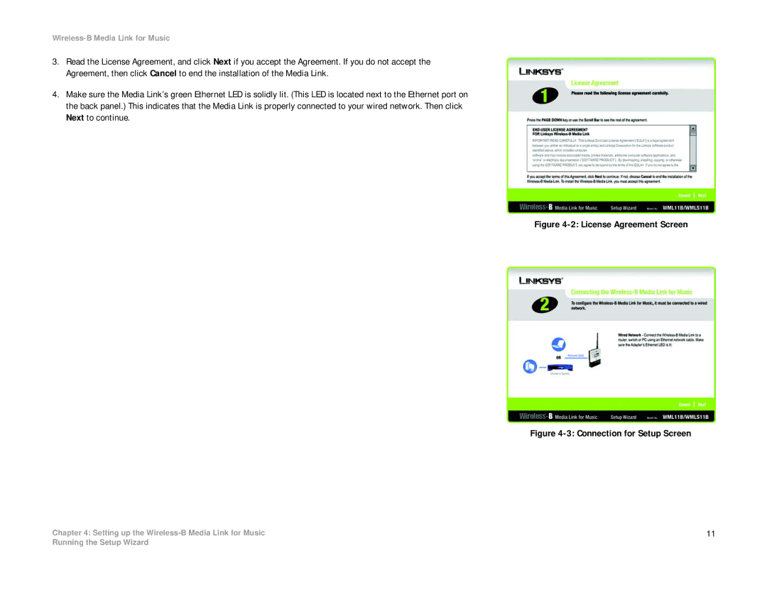 Linksys WML11B, WMLS11B manual License Agreement Screen 