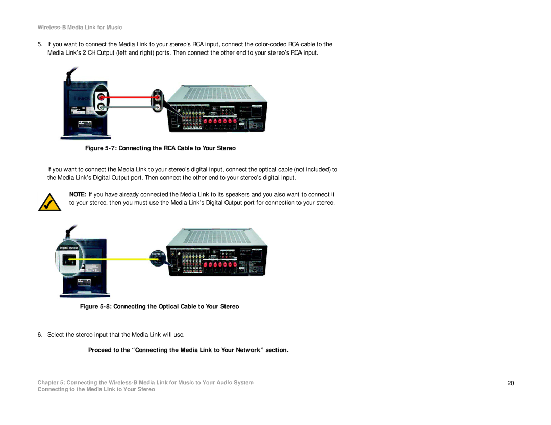 Linksys WMLS11B, WML11B manual Connecting the RCA Cable to Your Stereo 