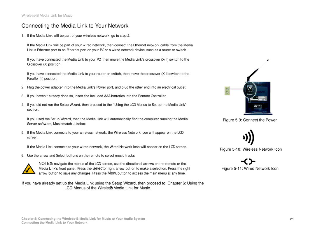 Linksys WML11B, WMLS11B manual Connecting the Media Link to Your Network, Connect the Power 