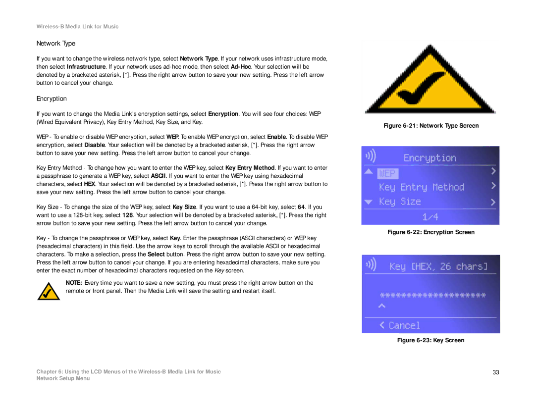 Linksys WML11B, WMLS11B manual Network Type Screen 