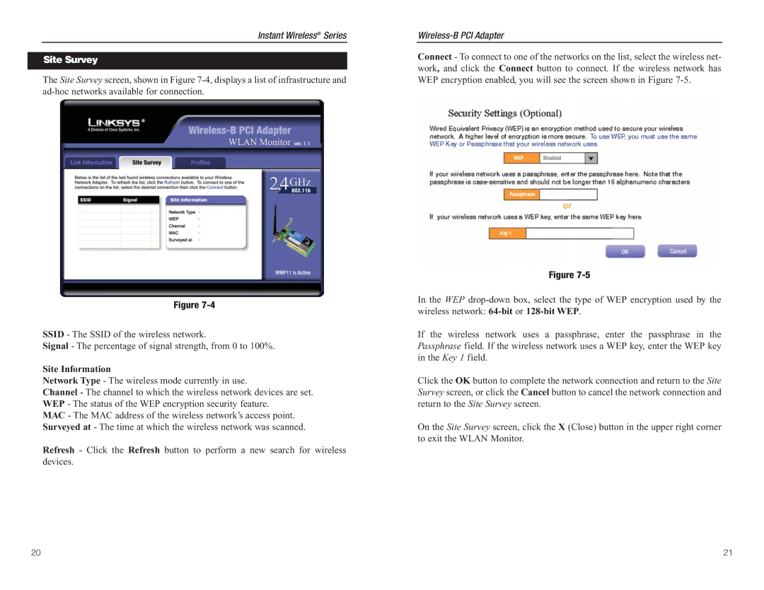 Linksys WMP11 manual Site Survey, Site Information 