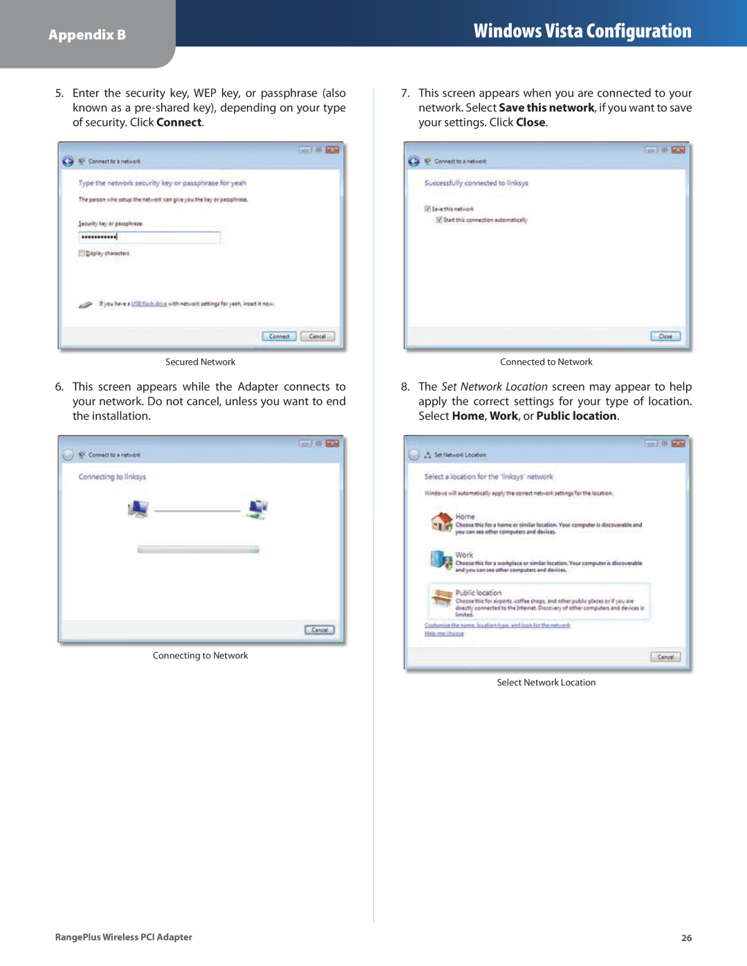 Linksys WMP110 manual Secured Network 