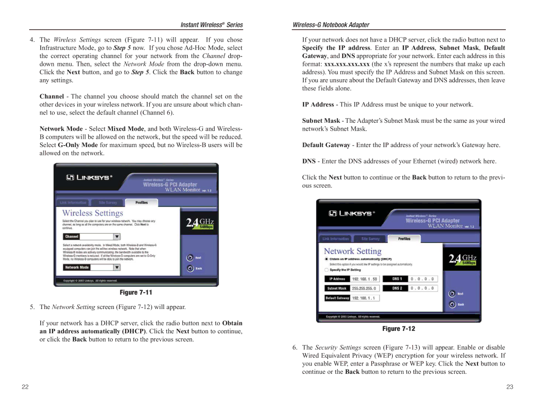 Linksys WMP54G manual Instant Wireless Series 