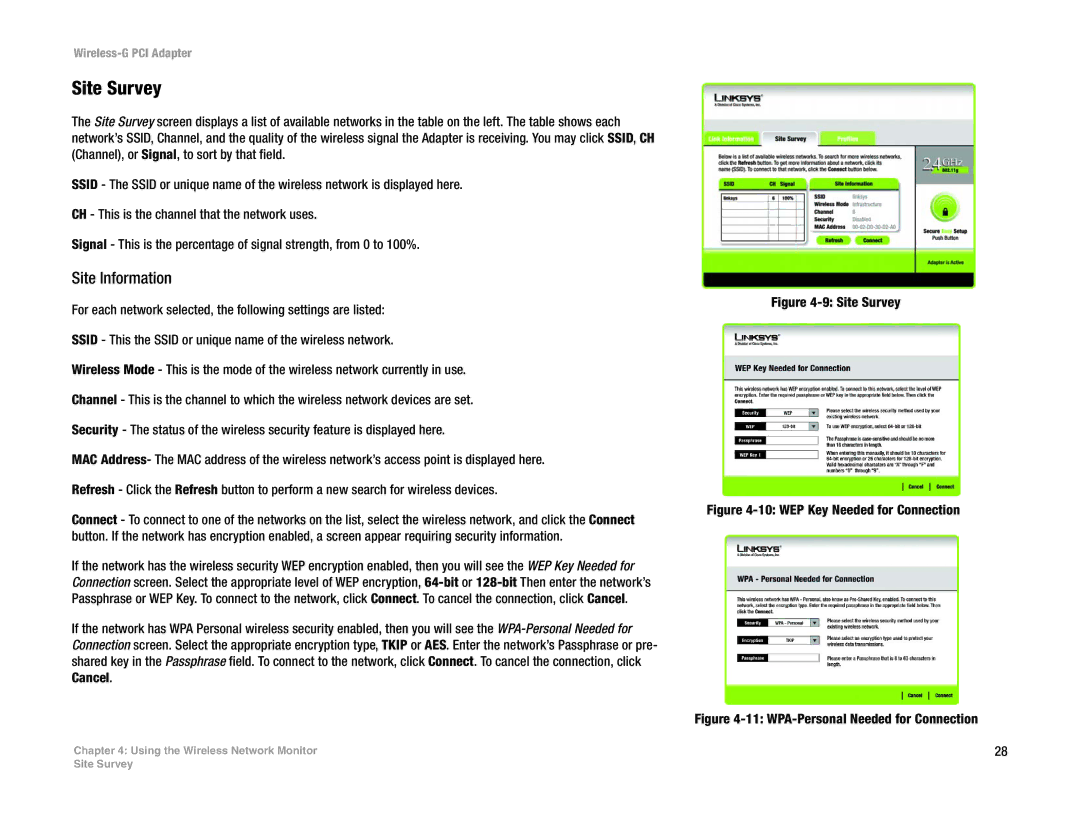 Linksys WMP54G manual Site Survey, Site Information 