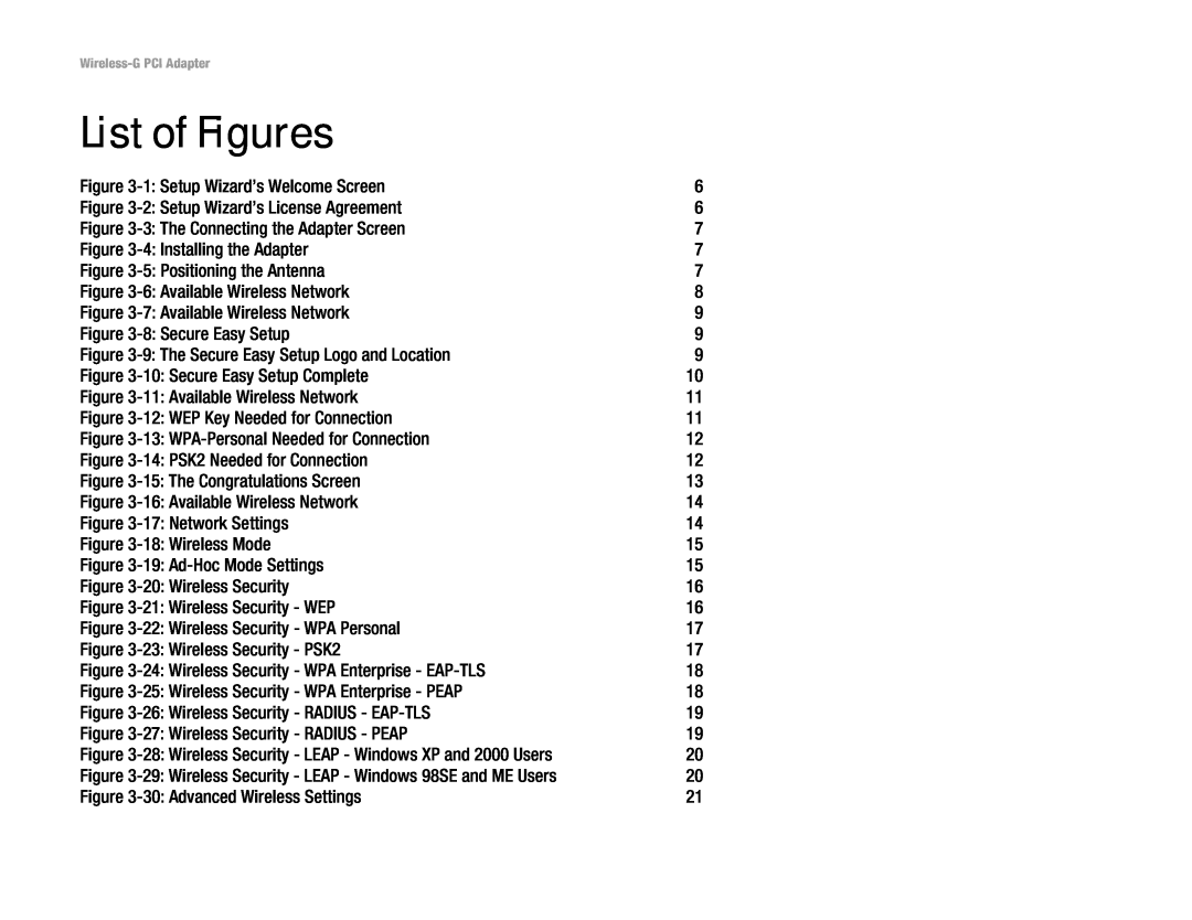Linksys WMP54G manual List of Figures 