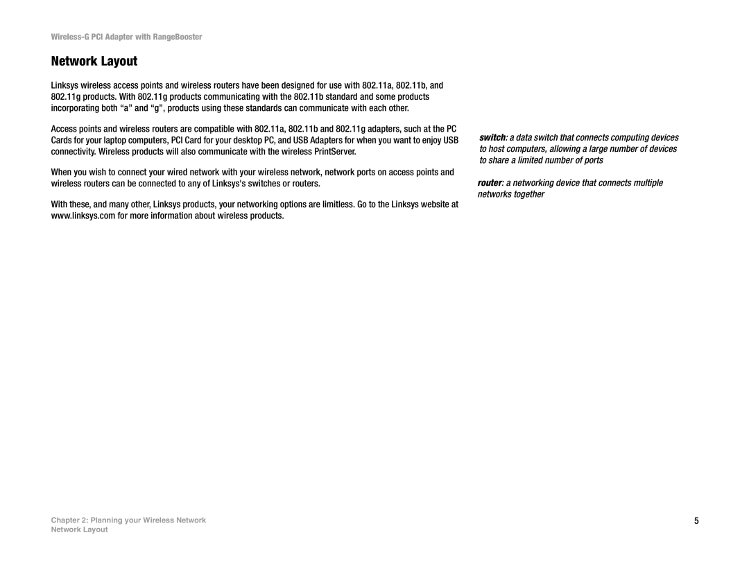 Linksys WMP54GR manual Network Layout 