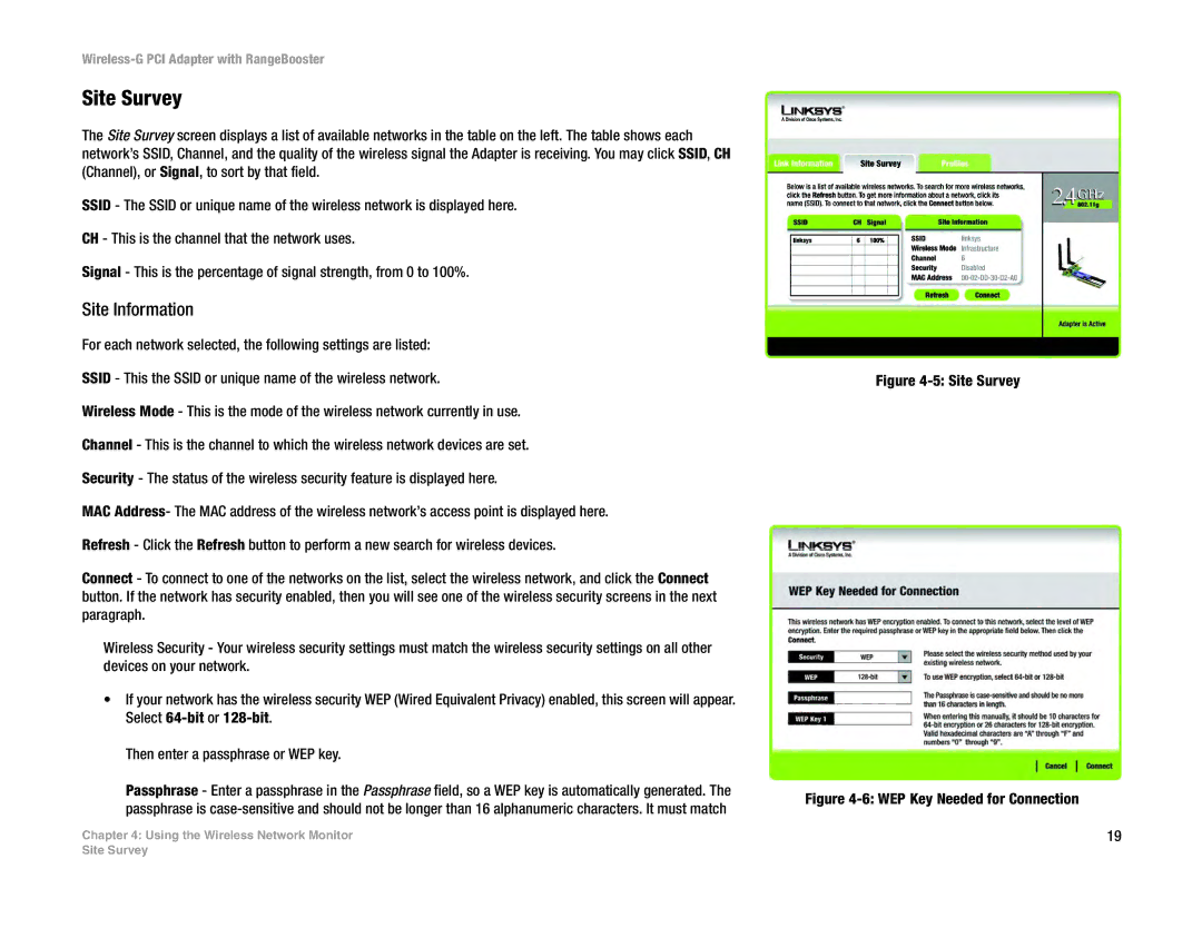 Linksys WMP54GR manual Site Survey, Site Information 