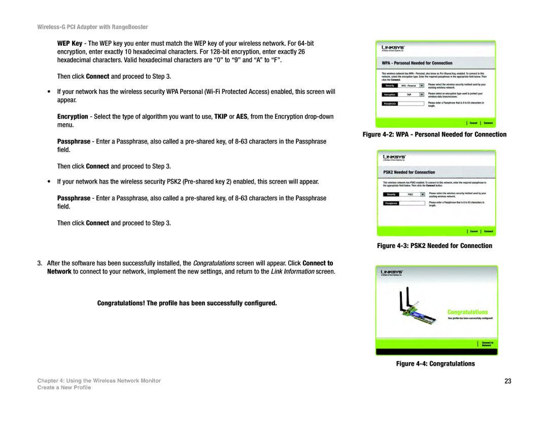 Linksys WMP54GR manual WPA Personal Needed for Connection 