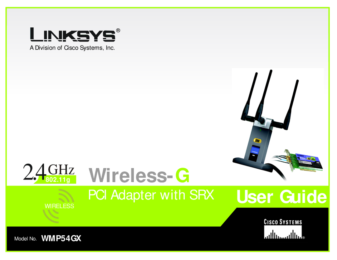 Linksys WMP54GX manual GHz .11g Wireless- G 