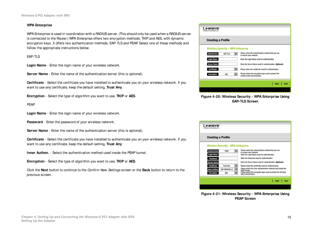 Linksys WMP54GX manual Eap-Tls 