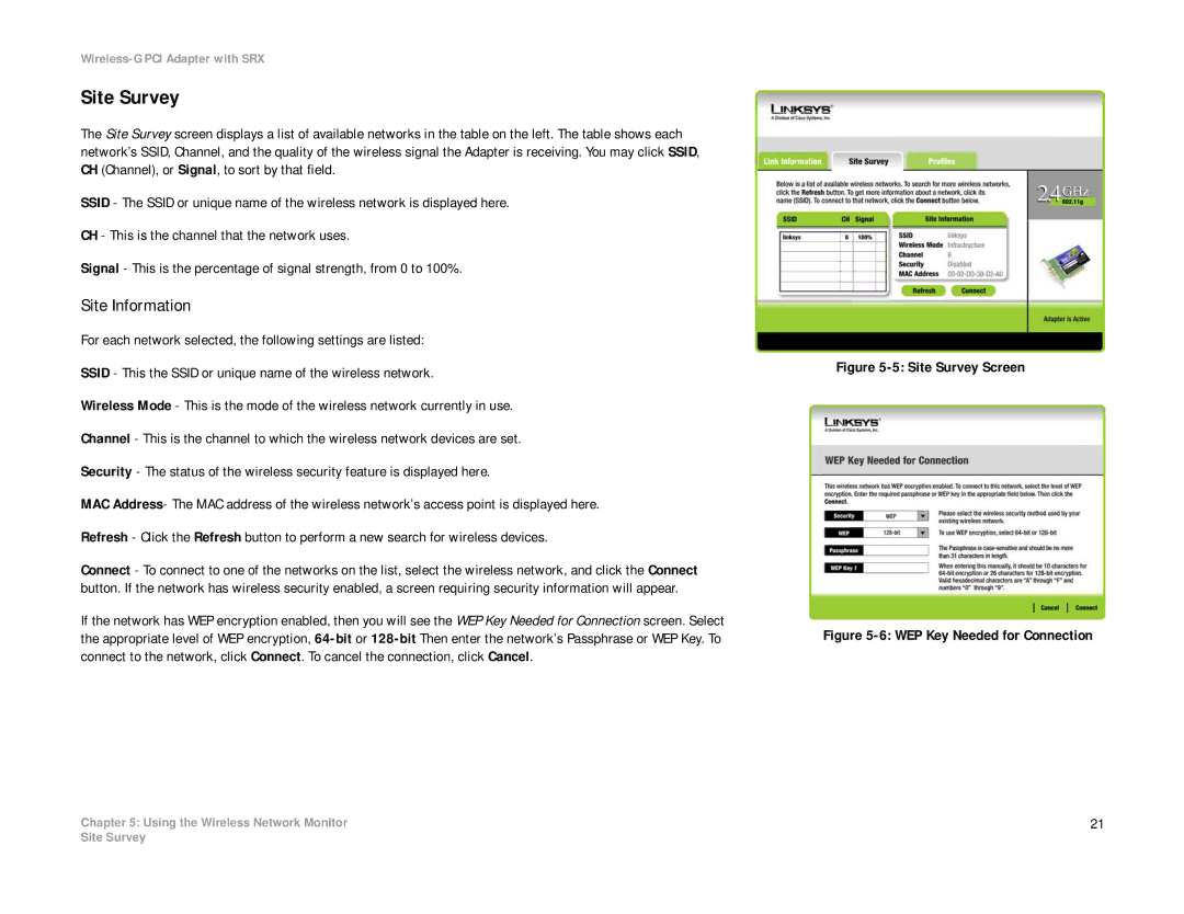 Linksys WMP54GX manual Site Survey, Site Information 