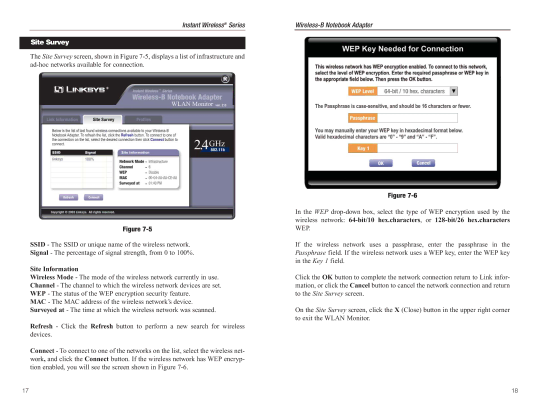 Linksys WPC11 manual Site Survey, Site Information 