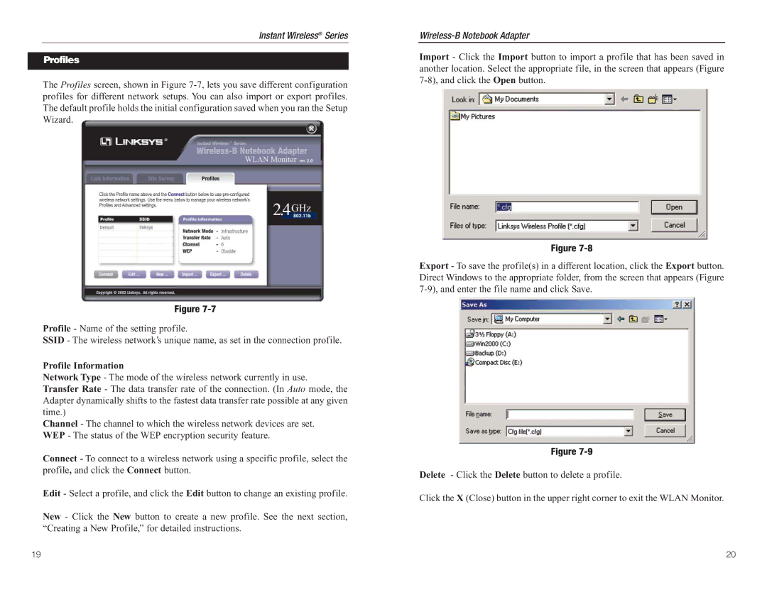 Linksys WPC11 manual Profiles, Profile Information 