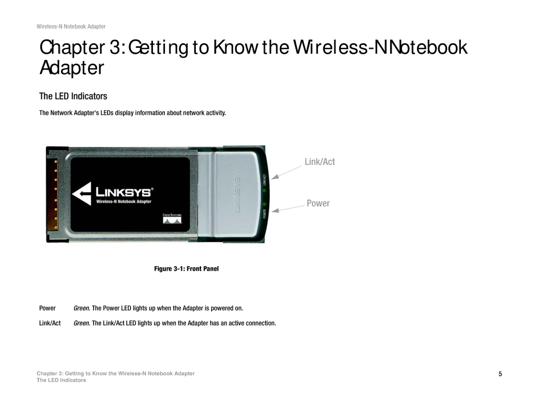 Linksys WPC300N manual Getting to Know the Wireless-N Notebook Adapter, LED Indicators 