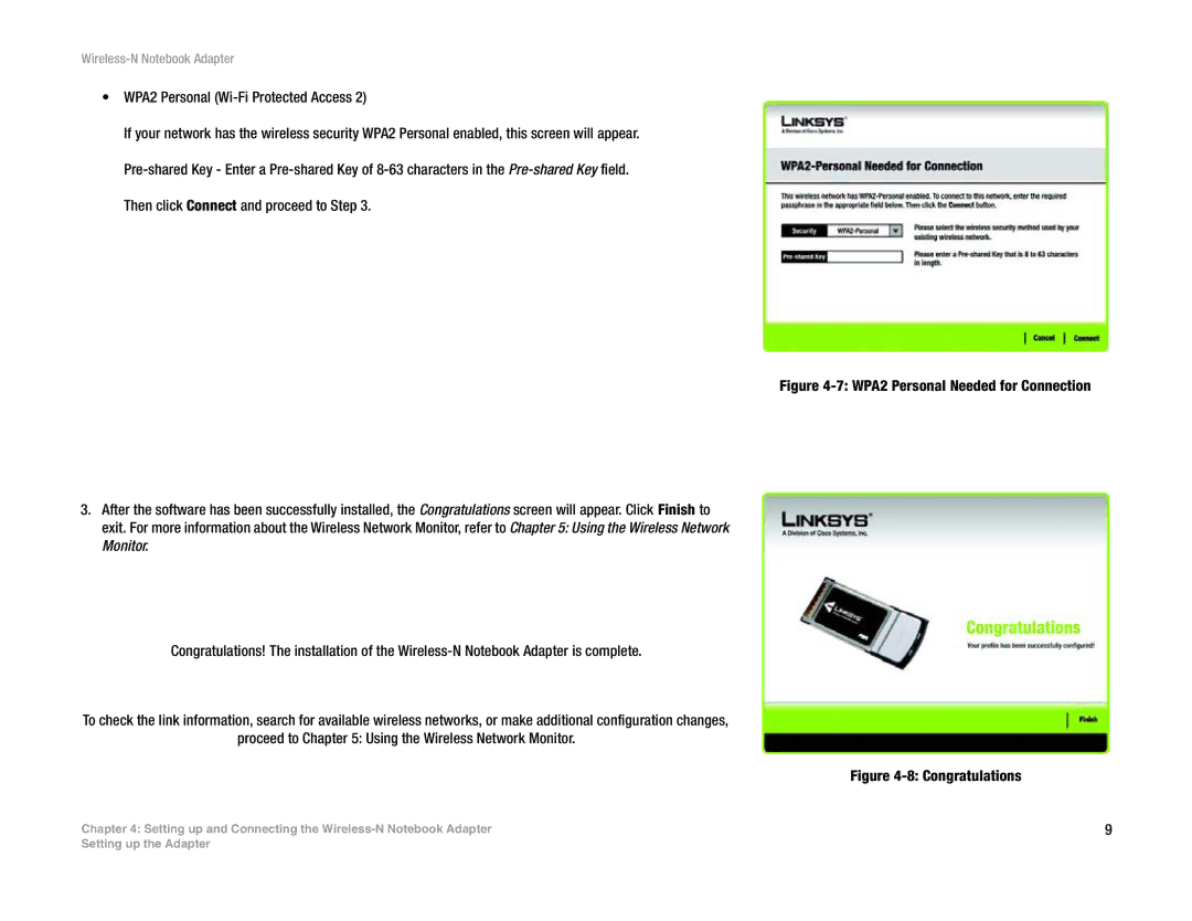 Linksys WPC300N manual WPA2 Personal Needed for Connection 