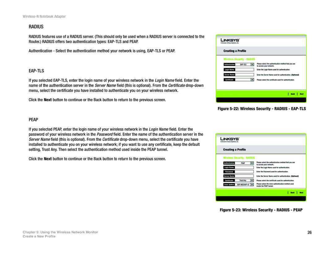 Linksys WPC300N manual Wireless Security Radius EAP-TLS 