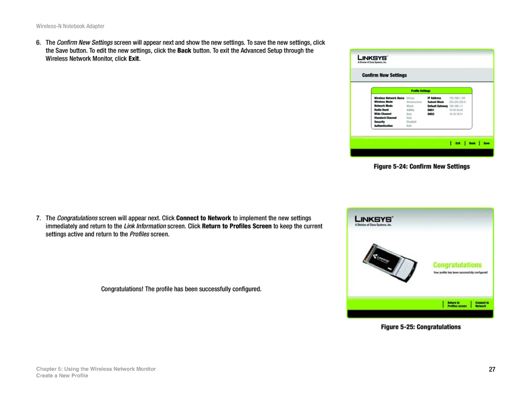 Linksys WPC300N manual Confirm New Settings 