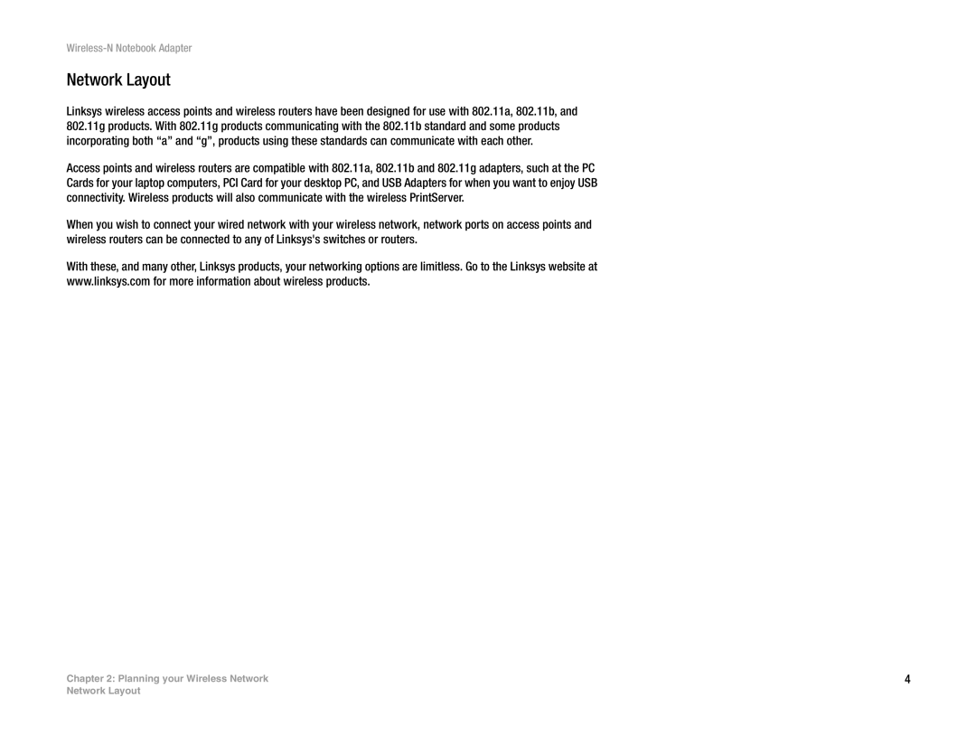 Linksys WPC300N manual Network Layout 