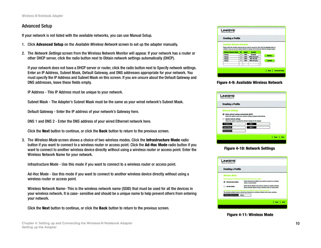 Linksys WPC300N manual Advanced Setup 