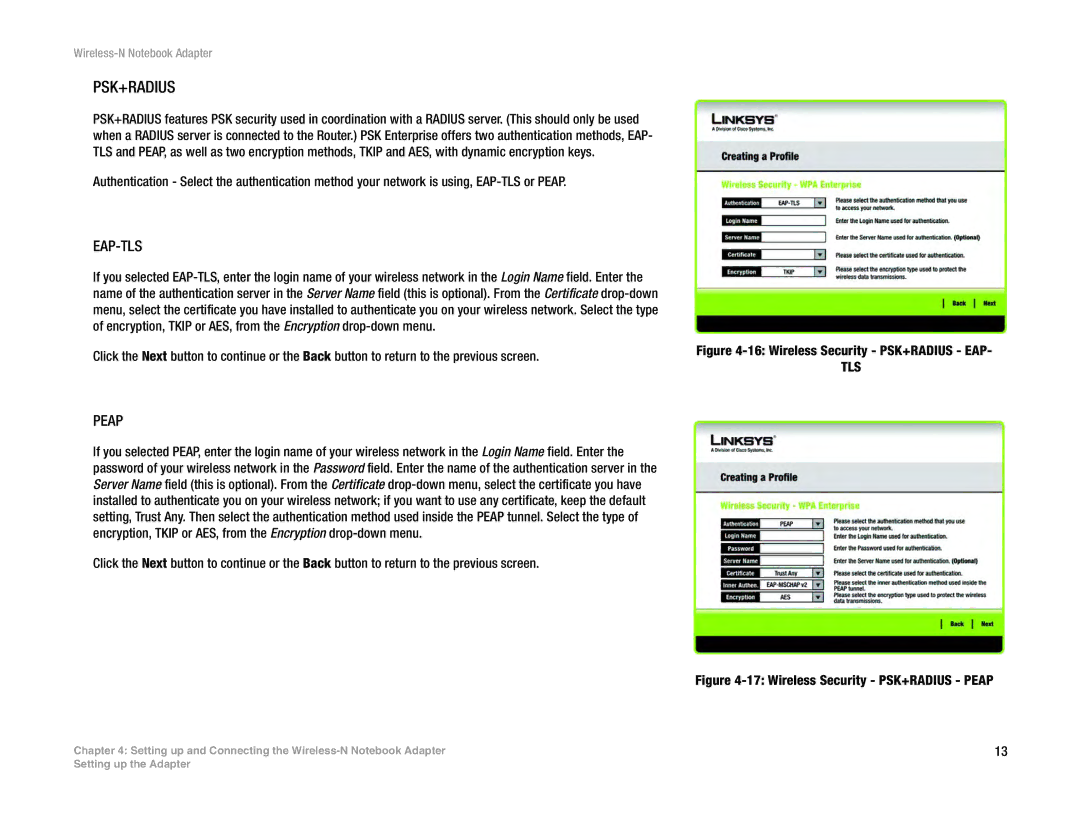 Linksys WPC300N manual Psk+Radius 