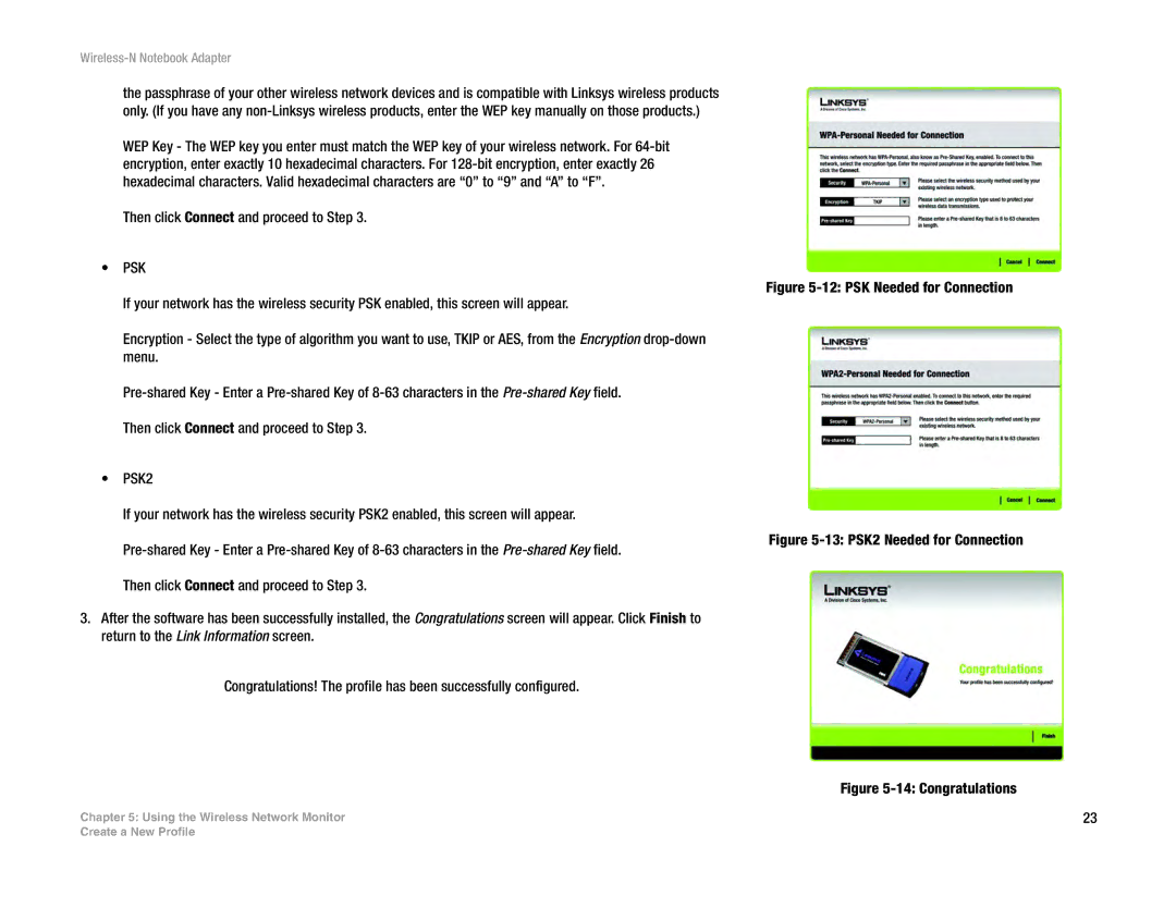 Linksys WPC300N manual PSK Needed for Connection 