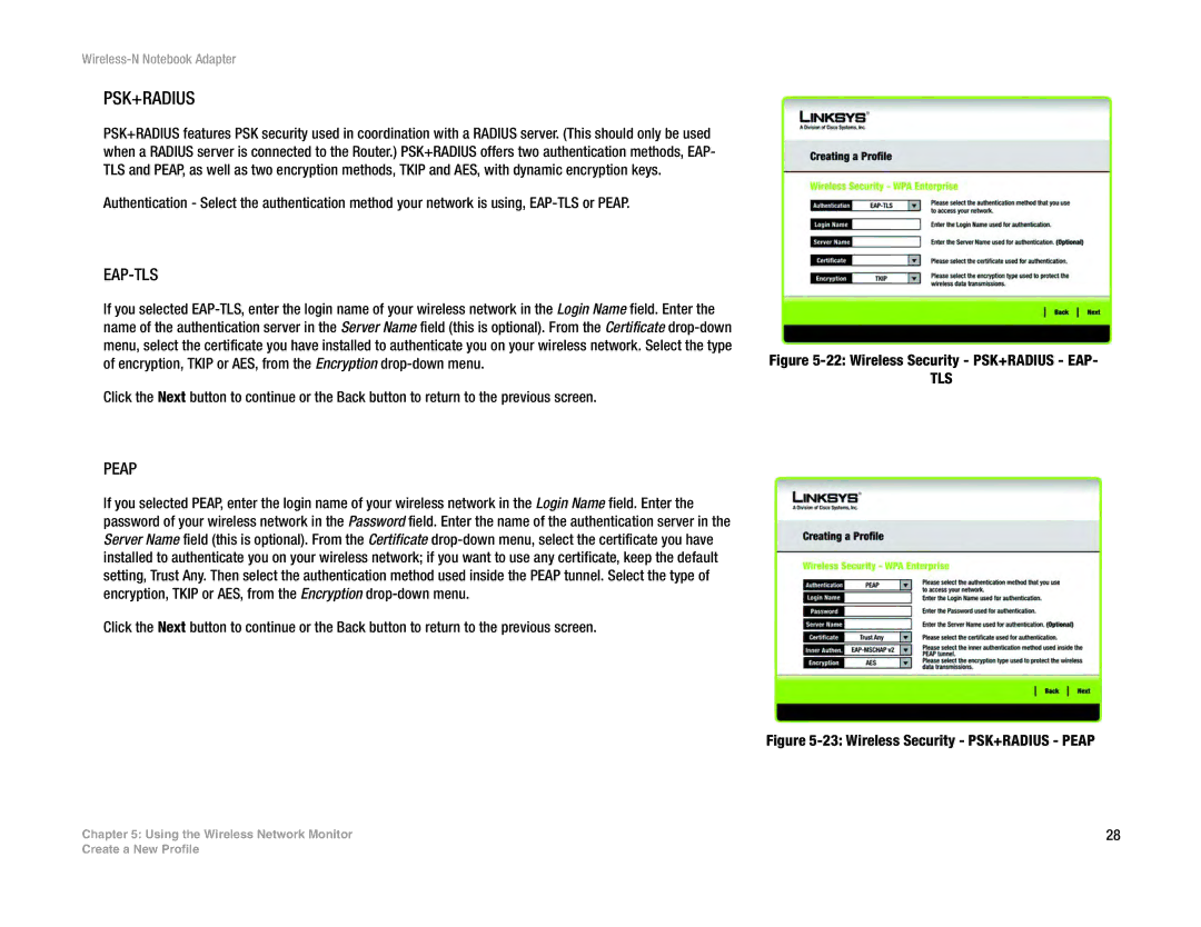 Linksys WPC300N manual Wireless Security PSK+RADIUS EAP 