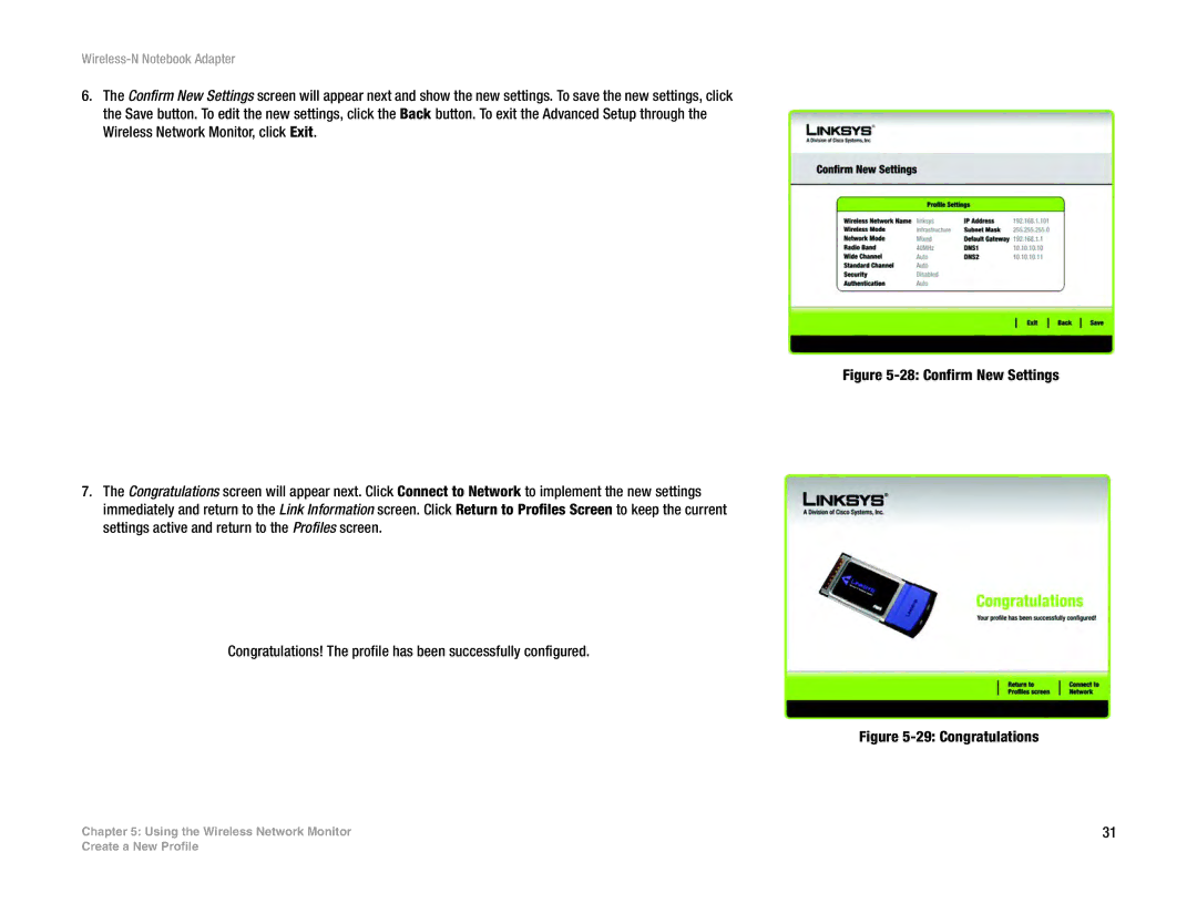 Linksys WPC300N manual Confirm New Settings 