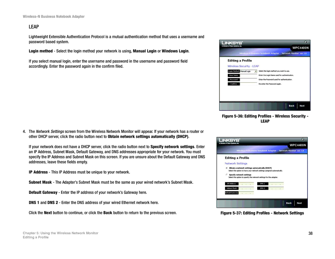 Linksys WPC4400N manual Leap 