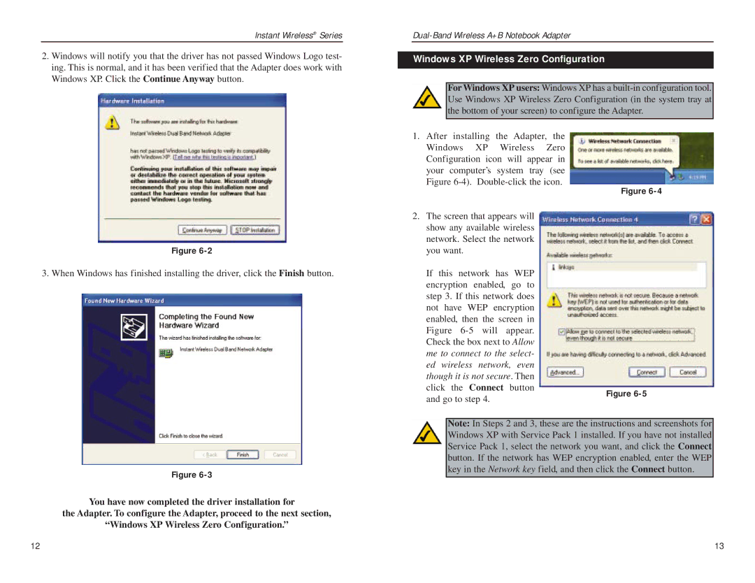 Linksys WPC51AB manual Windows XP Wireless Zero Configuration 