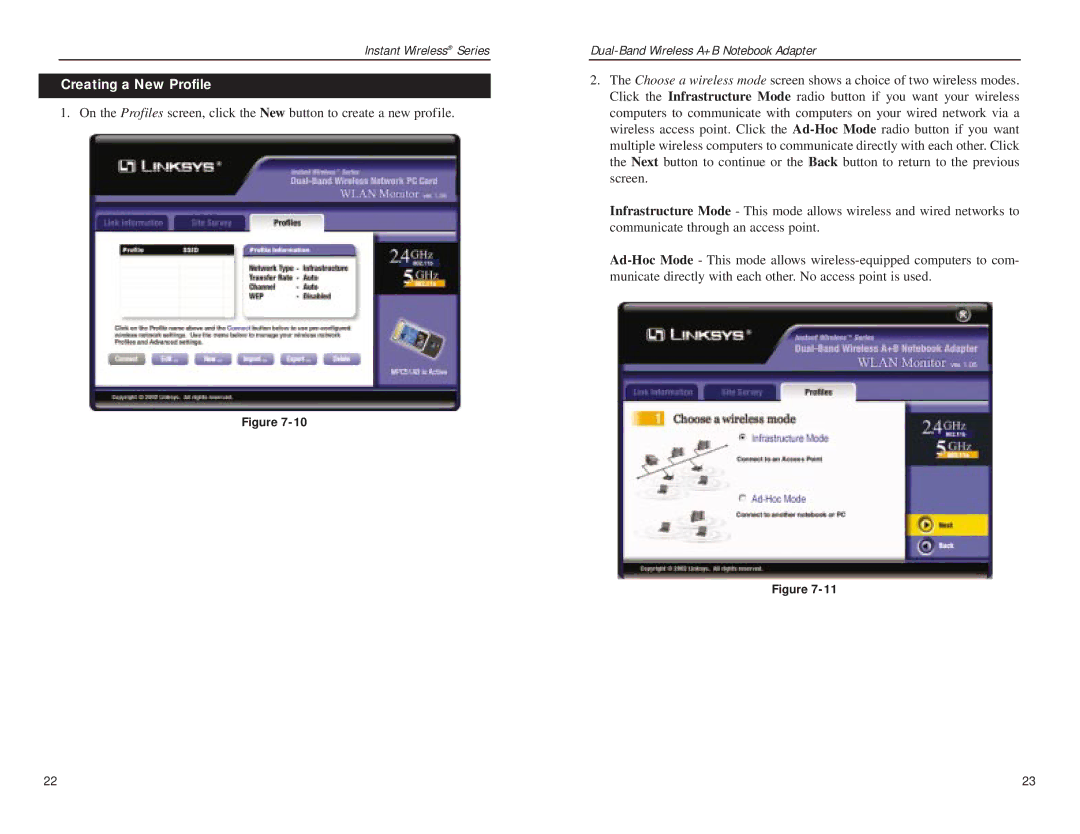 Linksys WPC51AB manual Creating a New Profile 