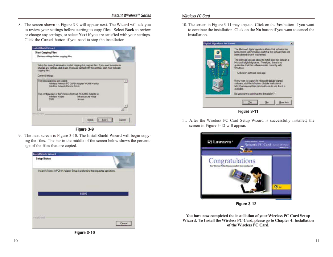 Linksys WPC54A manual Instant WirelessTM Series 