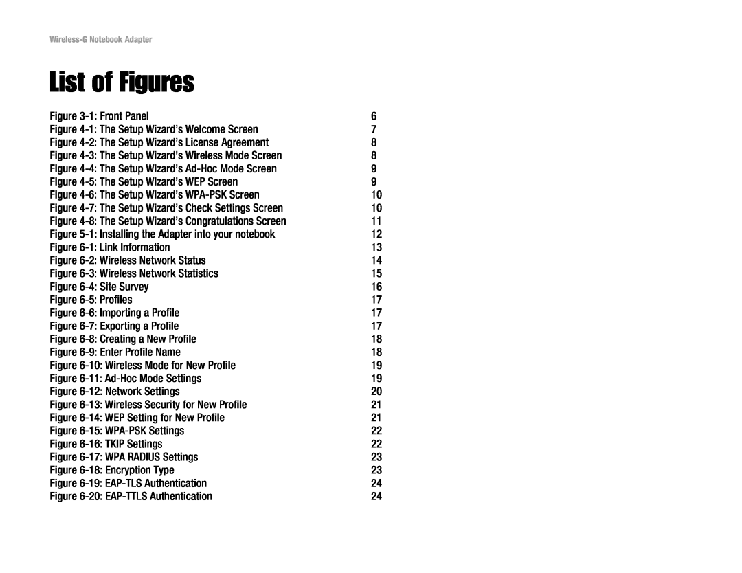 Linksys WPC54G manual List of Figures 