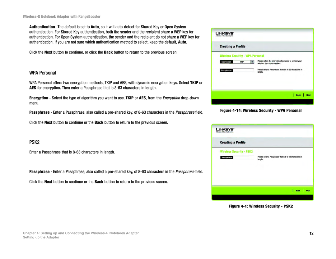 Linksys WPC54GR manual WPA Personal, PSK2 