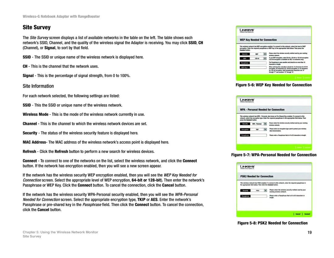 Linksys WPC54GR manual Site Survey, Site Information 