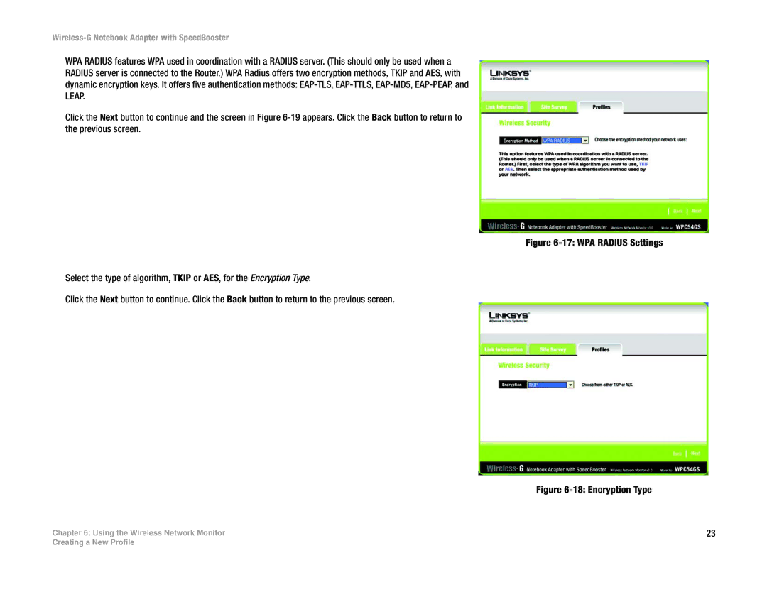 Linksys WPC54GS manual WPA Radius Settings 