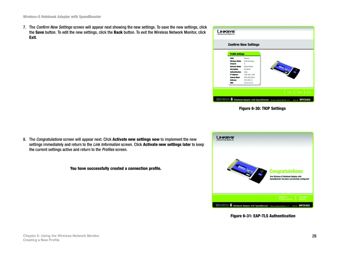 Linksys WPC54GS manual Tkip Settings 