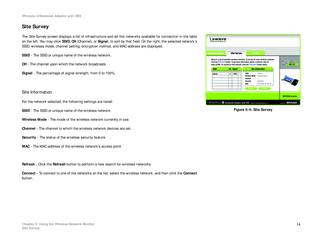 Linksys WPC54GX manual Site Survey, Site Information 